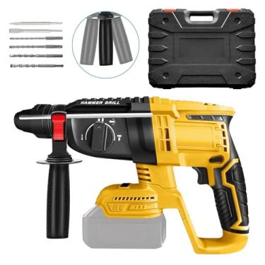 Imagem de LEZZYRUCK Furadeira De Martelo Rotativo Sem Fio Para Dewalt, Bateria Máx. De 20 V, Martelo Rotativo Sds Plus Sem Escova, 4 Modos, 0-4500 Bpm, Energia De Impacto De 2,7 Joules, Com Cabo Auxiliar De 3