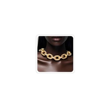 Imagem de ANGLEQUEEN Colar gargantilha de ouro grosso, corrente cubana para mulheres e homens, punk, hip hop, corrente rosqueada, joia moderna, Adjustable, Liga de aço, Sem Pedra Preciosa