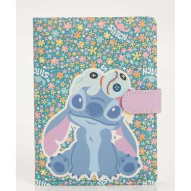 Imagem de Caderneta Anotações Flores Stitch Disney-05023, UN, Verde e Azul