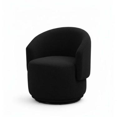 Imagem de Poltrona Decorativa Giratória Sala De Estar Recepção Jasmine Bouclé Preto