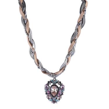 Imagem de Colar Armazem Rr Bijoux Gota Entrelaçado Couro E Prata