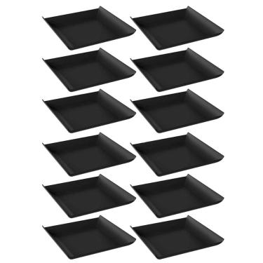 Imagem de 12 Pratos Quadrados 16cm Pretos Pequenos Plástico Cozy Coza Frutas Frios