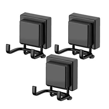 Imagem de Kit 3 Cabide Gancho Duplo Multiuso Com Ventosa Para Toalhas Objetos Utensílios Banheiro Preto Fosco - Future