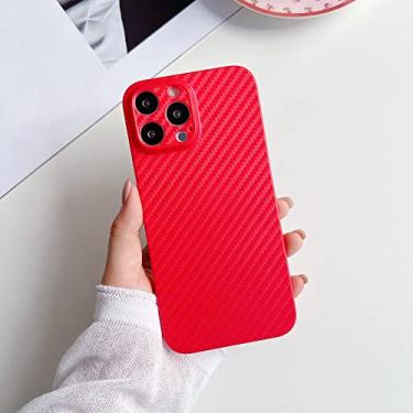 Imagem de Capa rígida ultra fina com padrão de fibra de carbono para iPhone 13 Pro Max 11 12 Mini X XS Max XR 7 8 Plus SE 2022 Capa fosca, vermelha, para Iphone 8 Plus