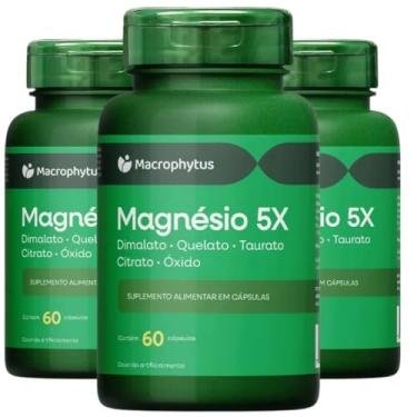 Imagem de KIT 3X Magnésio 5x (Dimalato, Quelato, Taurato, Citrato e Óxido) 60 cáps - Macrophytus
