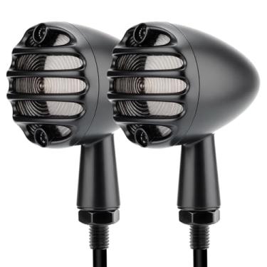 Imagem de Luzes de seta de LED universais para motocicletas pequenas balas dianteiras traseiras pisca-piscas traseiras compatíveis com Harley Iron 1200 Softail Victory Suzuki Chopper Bobber Cafe Racer