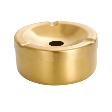 Imagem de Hanlongyu Cinzeiro sem fumaça para pátio externo à prova d'água, cinzeiro de metal de aço inoxidável ao ar livre com tampa para defumadores, mesa interna, escritório, carro, festas internas, decoração