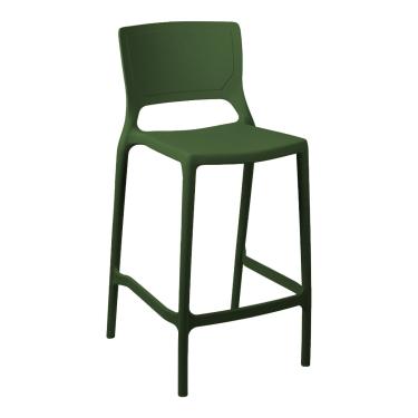 Imagem de Banqueta Alta Cozinha Verde Musgo Empilhável Urano em Polipropileno Acrilys