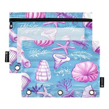 Imagem de Wassud Pastas de fichário com 3 furos, pastas de bolso fofas da vida do oceano, pasta organizadora de arquivos para escritório em casa, pacote com 2