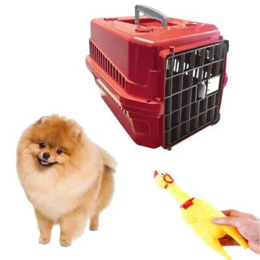 Imagem de Kit Caixa Transporte Plástica N1 +Brinquedo Mordedor Galinha - MecPet