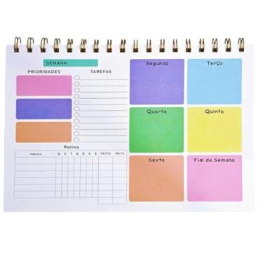 Imagem de Planner Semanal Colorido 50 Folhas Organização e Anotações