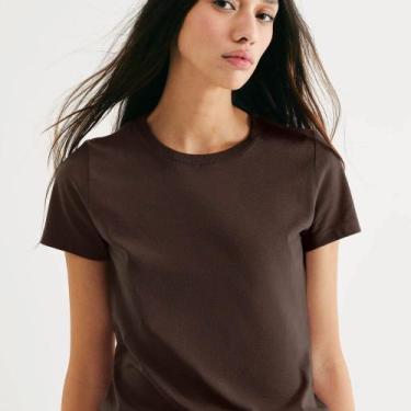 Imagem de Camiseta Slim Hering Básica Feminina 0241, Marrom, P
