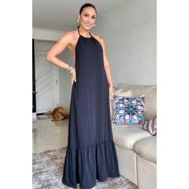 Imagem de Vestido Longo Frente Único - Genuína, U, Preto