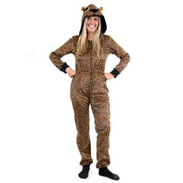 Imagem de Fantasia Oncinha Macacão Pijama Veludo Adulto Gorro e Zíper (PP - 36)