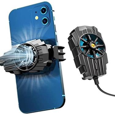 Imagem de TRGGBH Cooler de telefone de jogo, refrigerador portátil de celular para jogos, radiador de ventilador de resfriamento de smartphone, cooler de celular suporta telefones de 70 a 95 mm de largura (com