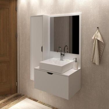Imagem de Gabinete Banheiro Com Espelheira 2 Portas Suspenso Multimóvei