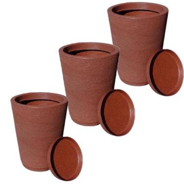 Imagem de Kit com 3 vasos colunas decorativas grafiato de luxo para casa e jardi