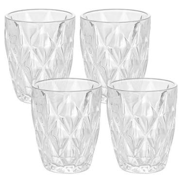 Imagem de Jogo de Copos de Vidro Diamond Transparente 270ml 4 peças - Lyor