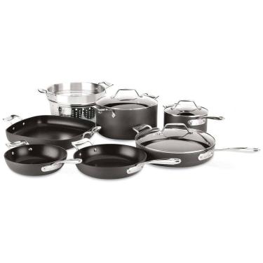 Imagem de Jogo de Panelas e Frigideiras Antiaderentes em Aço Inoxidável, 10 Peças, All Clad, Preto