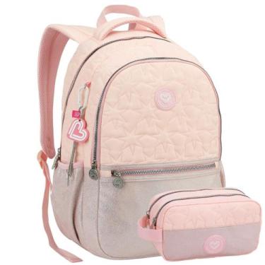 Imagem de Kit Mochila Costas Escolar Color Up Estojo Glitter Juvenil - Seanite, 