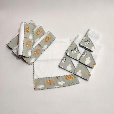 Imagem de Kit com 5 Fraldinha de Boca Dupla Camada + 5 Toalhinha de Ombro Bebê 1