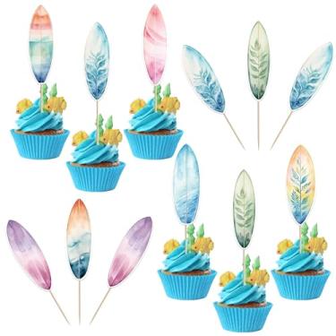 Imagem de Rsstarxi 40 Pack Surfboard Cupcake Toppers Swimming Pool Birthday Party Decorations Beach Surfboard Cupcake Picks for Summer Beach Luau Birthday Baby Shower Party Cake Decorations