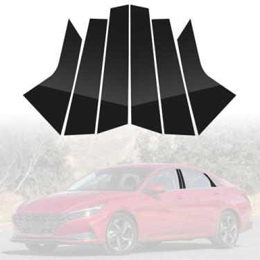 Imagem de LANZMYAN Kit de acabamento de janela B+C de pilar compatível com Hyundai, conjunto de adesivos de molduras de pilar de porta adesivo decorativo de vinil para Elantra Avante 2021-2024 (preto brilhante)