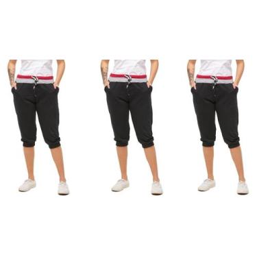 Imagem de Kit com 03 Bermudas de Moletom Feminina Saruel Skinny - Wooks, G, B1, 