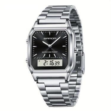 Imagem de Relógio - Estilo Business Elegante À Prova Da Água Com Cronômetro Prateado Preto