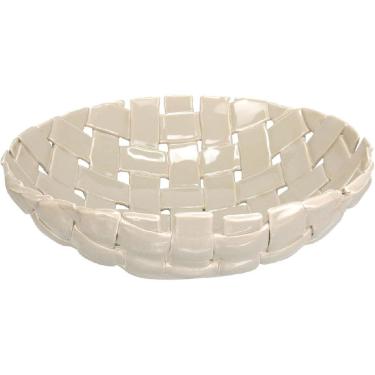 Imagem de CENTRO MESA DECORATIVA FRUTEIRA HOME&CO CERÂMICA 10x33x33cm MARFIM