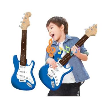 Imagem de Guitarra Elétrica Infantil De 17 Polegadas Com 4 Cordas, Luzes LED, In