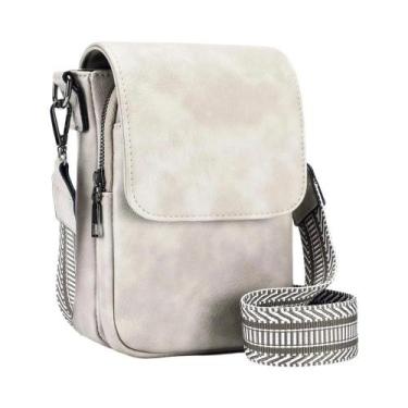 Imagem de Bolsa Transversal Retro Feminina Em Couro PU Com Alça Larga E Tampa, P
