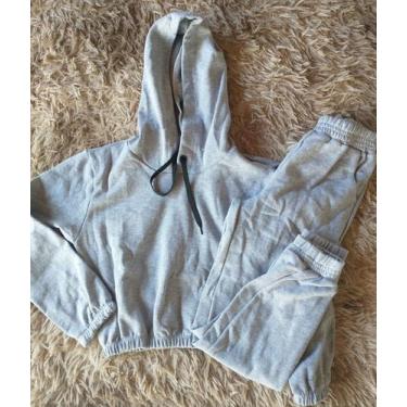 Imagem de Conjunto de Moleton Feminino Calça + Blusa tam. 10 - Fortmello, Preto,