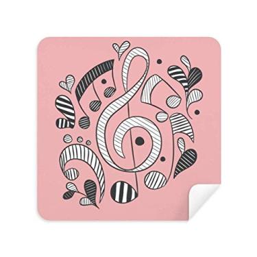 Imagem de Listras horizontais nota musical pano de limpeza rosa limpador de tela tecido de camurça 2 peças