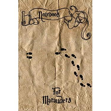 Imagem de Notebook For Marauders: 150 lined pages (6x9 inch / softcover) - large magic book for wizards with foodprints - bullet journal / diary - present for women, men, girls and boys - cheap
