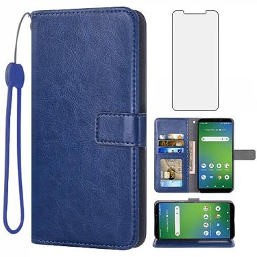 Imagem de Asuwish Compatível com capa carteira Cricket Vision Plus 2022, protetor de tela de vidro temperado e capa flip de couro, suporte para cartão, acessórios de celular, capas para celular para Vision+ +