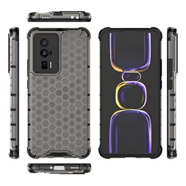 Imagem de Pzwoxukhov Capa compatível com Redmi K60 / K60 Pro, compatível com Xiaomi Poco F5 Pro Honeycomb Anti-Drop Shock Absorbing Case Preto