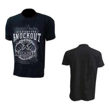 Imagem de Camisa de malha manga curta Knockout Preto 100% algodão-Masculino