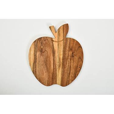 Imagem de WOODLERY Tábua de corte de madeira de acácia orgânica para cozinha cortar e cortar queijo, legumes, frutas e salada, 28 x 23 cm, tábua de maçã