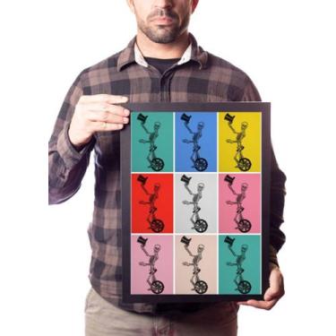 Imagem de Quadro Caveira Monociclo Circo Arte Estilo Andy Warhol - Fanarte
