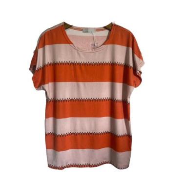 Imagem de Blusa Feminina Plus Size Malha Listrado Verão Importado Moda Verão 253