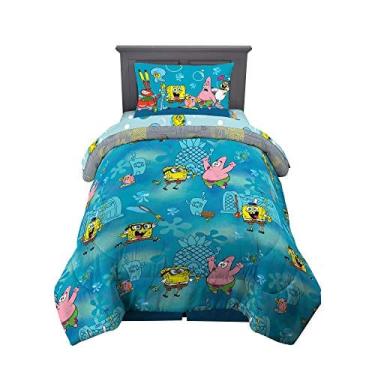Imagem de Franco Kids Roupa de cama Super Soft Edredom e Conjunto de Lençóis, 4 Peças Twin Size, Bob Esponja
