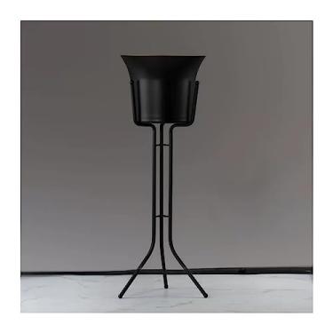 Imagem de balde de vinho Balde de gelo para vinho em aço inoxidável com suporte para balde Resfriador para cozinha e utensílios bar para bebidas acessórios para Refrigerador de cerveja(Preto)