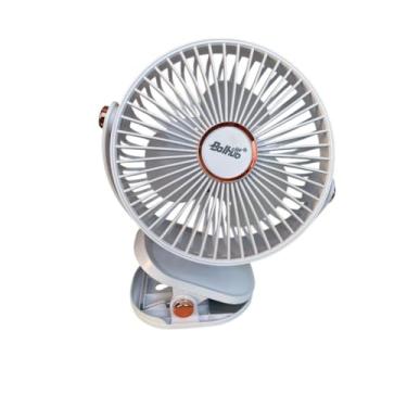 Imagem de Ventilador Elétrico Silencioso com Clipe 360° e Luz LED, USB Recarregável Portátil para Mesa, Carrinho de Bebê e Escritório – 5 Velocidades, Bateria Duradoura(Branco)