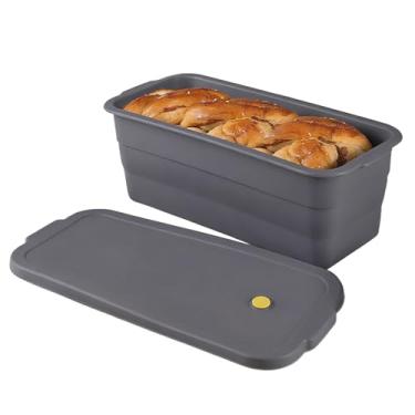 Imagem de Melearch Forma para pão de pão, novo utensílio antiaderente de silicone atualizado, maior e mais grosso, molde de caixa de torrada de pão dobrável com tampa, assadeiras para bolos, brownies