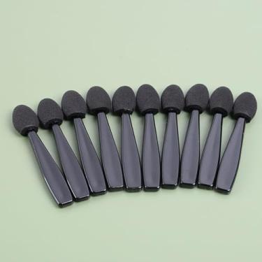 Imagem de 50 aplicadores de sombra de esponja, pincéis pretos de dupla face, aplicador de sombra reutilizável para maquiagem
