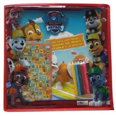 Imagem de Livro para Colorir Patrulha Canina com Adesivos Lápis de Cor e Bolsa