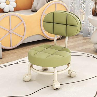 Imagem de Banqueta cosmética com rolamento, assento baixo de rolo, banquinho baixo com rolamento, rodas redondas com rolamento, banqueta rolante, almofada (L) (F) (D)