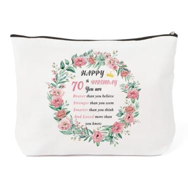 Imagem de LSVGSAK Ideias de presentes de aniversário de 70 anos para mulheres, bolsa de maquiagem engraçada, decorações de aniversário de 70 anos, presentes para irmã amiga, mãe, tia, avó, esposa, mulheres