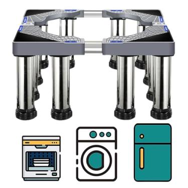 Imagem de Pedestal para lavadora e secadora 28 de largura universal com 12 pés fortes para secadora ajustável, máquina de lavar e geladeira aumento 9,9-24,9 cm 10-25 cm altura, cinza 12 pés-20 cm